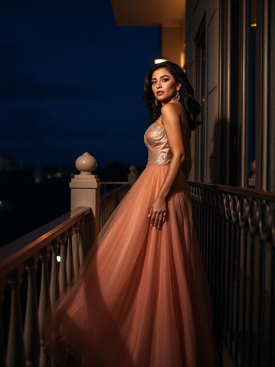 Cast portrait on a balcony at blue hour